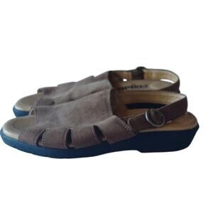 Cobbie Cuddlers Leather Sandals Women's 7.5 Brown Adjustable Ankle Strap Cushion